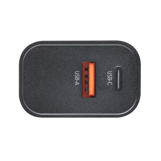 Intenso Φορτιστής Χωρίς Καλώδιο με Θύρα USB-A και Θύρα USB-C 30W Μαύρος (W30AC)