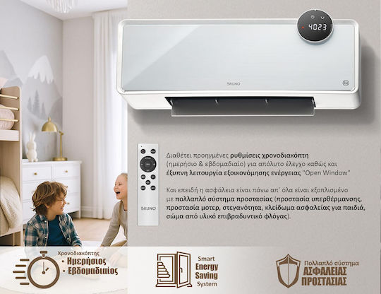 Bruno Ceramic Fan Heater Room Wall White 2000W