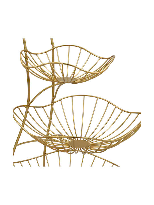 Keskor Φρουτιέρα Μεταλλική 3 Επιπέδων Χρυσή 29x29x45εκ.