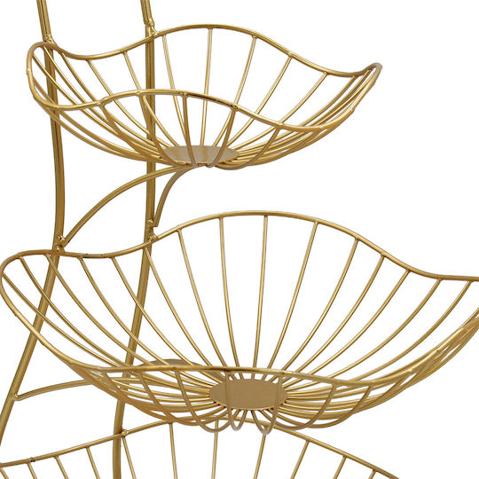 Keskor Obstschale Metallisch 3 Niveaus Gold 29x29x45cm