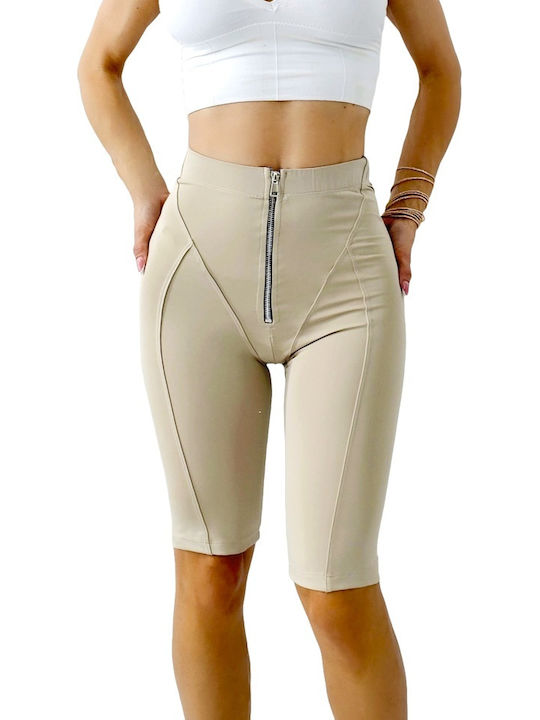 Training Damen Leggings Shorts Beige