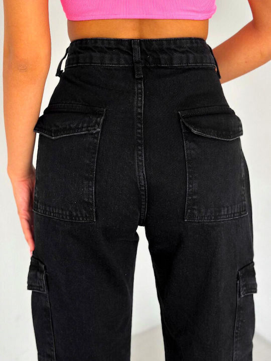 Hoch tailliert Damenjeans in Entspannter Passform Black