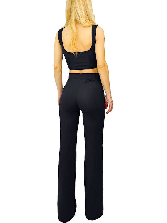 Femei Black Set cu Pantaloni cu Croială Slim