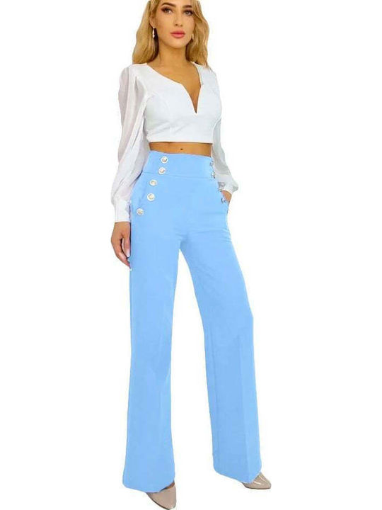 Set Dama Albastru Deschis Cu Pantaloni Set Dama Albastru Deschis Cu Pantaloni