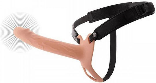 Gurtzeug Strap-On Hohlkörper Vibrator Silikon & Kabellose Fernbedienung Hidden Desire Inferno Hohlpenis Strap-On Vibrator Fleisch 20cm