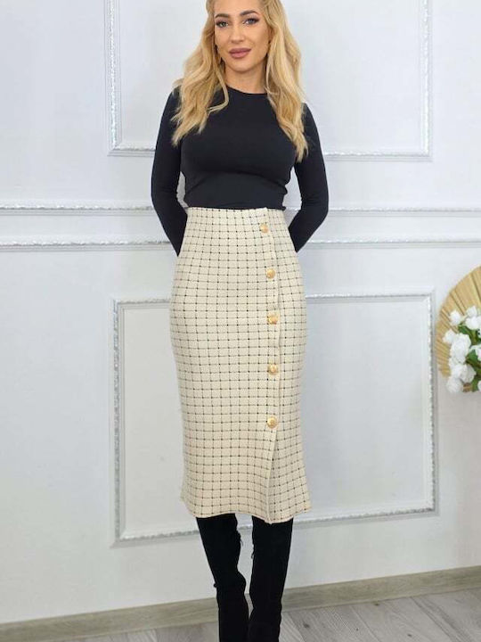 Maxi Rock Umschlag Cream-black