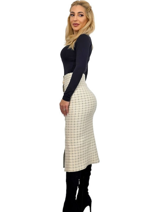 Maxi Rock Umschlag Cream-black