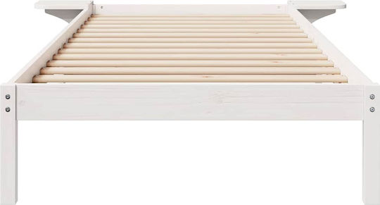 Pat Single Din Lemn Alb Cu Plăci Pentru Saltea 100x210cm