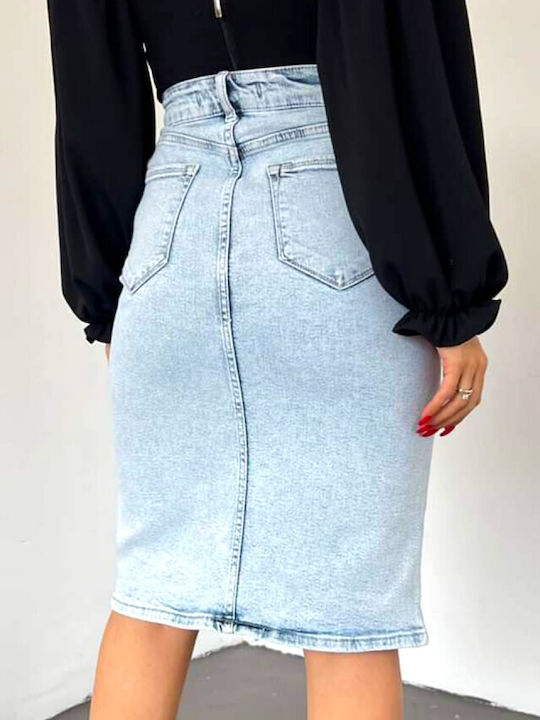 Fustă-Șort pentru femei Denim Cu talie înaltă Albastru deschis