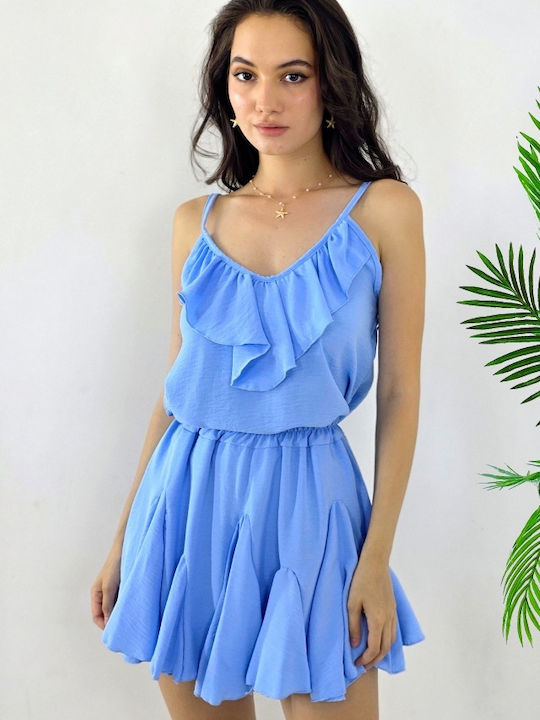Σετ με Mini Φούστα Baby Blue