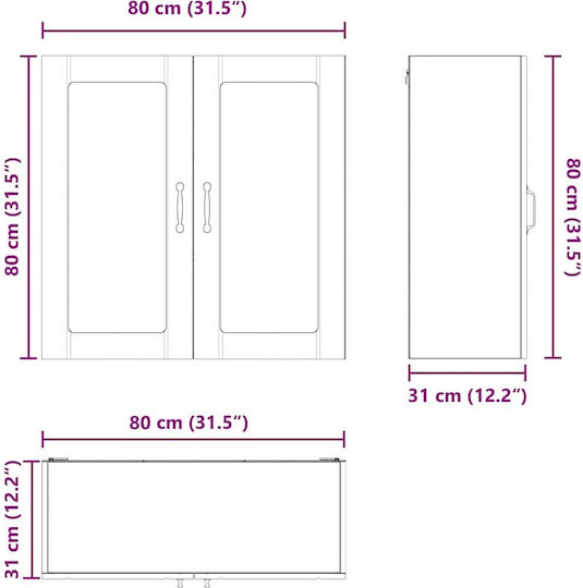 Schrank Wand Brown Oak 80x31x80cm