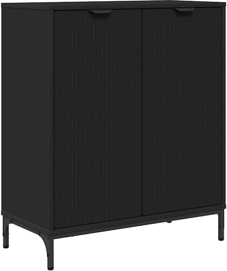 Sideboard Wooden Black Velvet-Black Metal 69.5x33x82cm