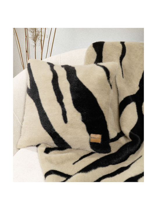 Nima Διακοσμητική Μαξιλαροθήκη Sebra από Γούνα Beige 45x45εκ.