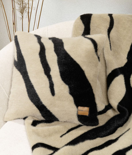 Nima Decorative Pillow Case Sebra From Beige Furry 45x45cm