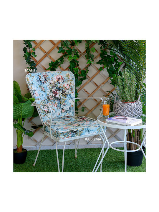 Be Comfy Αδιάβροχο Μαξιλάρι Καρέκλας Κήπου Floral Πέταλο Blue Floral 8002 44x45εκ.