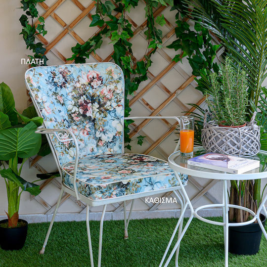Be Comfy Floral Garden Chair Cushions Blue Floral 8002 44x45cm