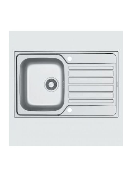Pyramis Fedra 1b Ένθετος Νεροχύτης Inox Σατινέ Μ79xΠ50cm Ασημί