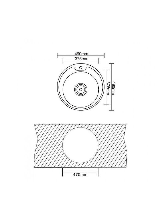 Inter Ceramic Ένθετος Νεροχύτης από Συνθετικό Γρανίτη Μ49xΠ49cm Γκρι