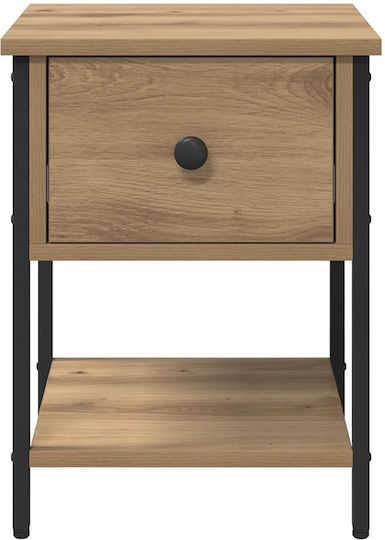 Нощни Шкафчета Дървени с Метални Крака Кафяви 2 Бройки 34x35.5x45см