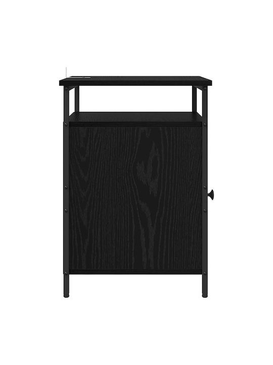 Wooden Bedside Table with Metal Legs Processed Wood 40x42x60cm
