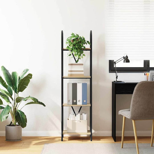 Bodenstehend Wohnzimmer Vitrine aus Holz & Metall mit Glas Sonoma Oak 40x30x146cm