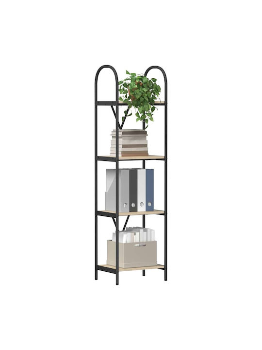 Floor-standing Living Room Display Cabinet made of Wood & Metal with Glass Sonoma Oak 40x30x146cm