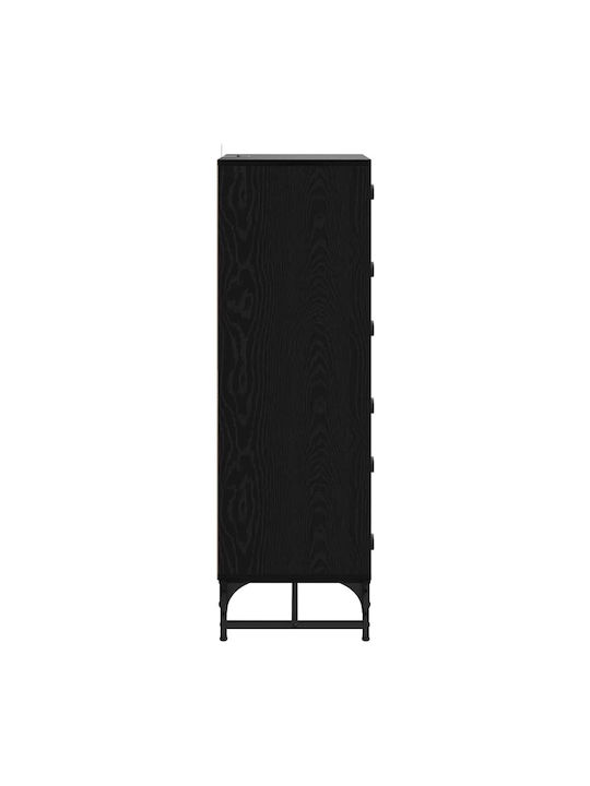 Wohnzimmer Vitrine aus Holz & Metall mit Verglasung Schwarze Eiche 35x37x117cm