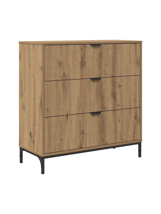 Wooden Chest of Drawers with 3 Drawers Oaks 79.5x33x82cm
