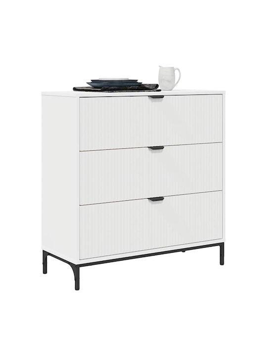 Comoda pentru Dormitor cu 3 sertare Alb 79.5x33x82buc