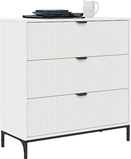 Wooden Chest of Drawers with 3 Drawers White 79.5x33x82cm