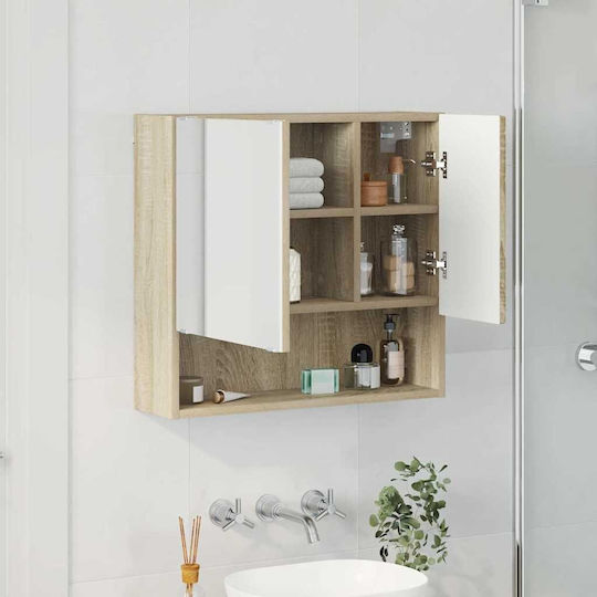 Eingangsmöbel mit Spiegel & Schrank Sonoma Oak 59x17x55cm