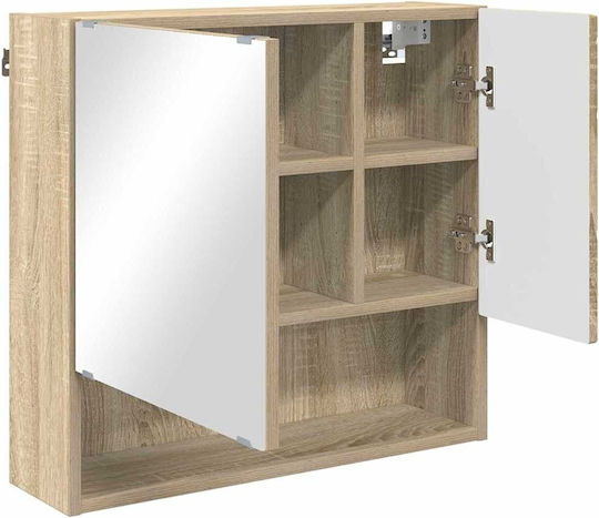 Eingangsmöbel mit Spiegel & Schrank Sonoma Oak 59x17x55cm