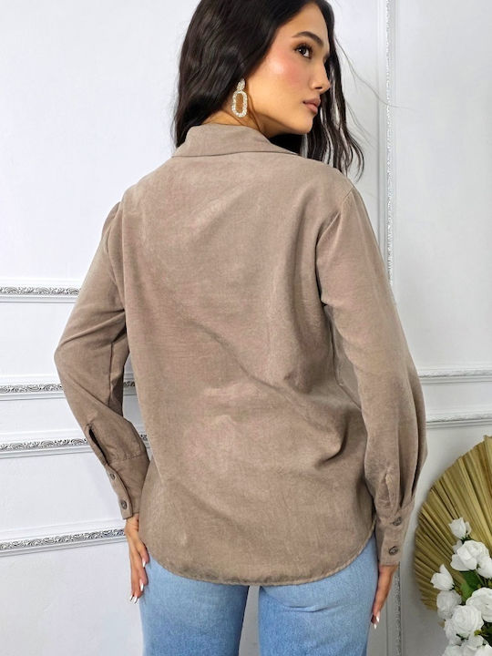 Women's Monochrome Long Sleeve Shirt Beige