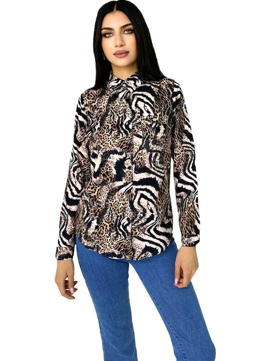 Mânecă lungă Femei Cămașă Animal Print Imprimeu