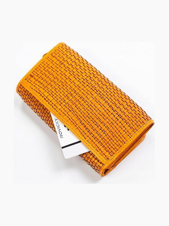 Μεγάλο Δερμάτινο Γυναικείο Πορτοφόλι με RFID Κίτρινο