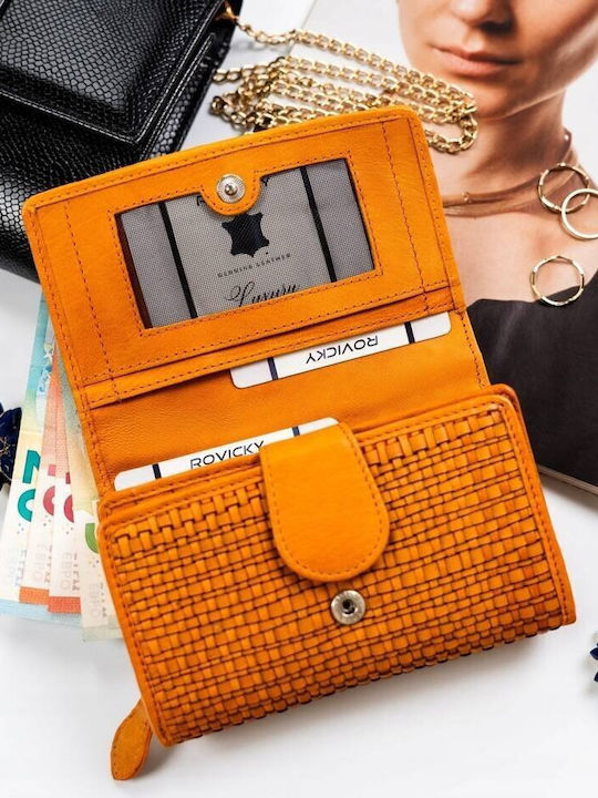 Groß Leder Damen Geldbörse mit RFID Orange