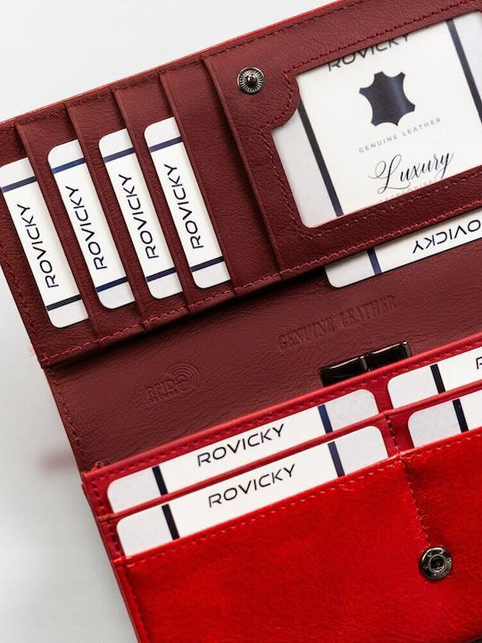 Large Leather Women's Wallet with RFID Red
