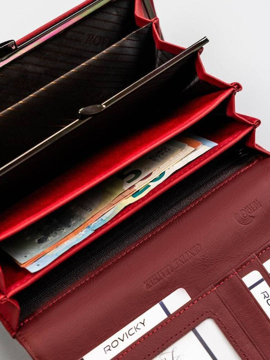 Large Leather Women's Wallet with RFID Red