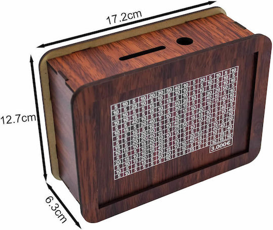 Hölzernes Diy Sparbüchse Sparziel Geld 3000 Euro Marker Notiz 17.3x12.7x6.5cm Sl-781-3 Braune