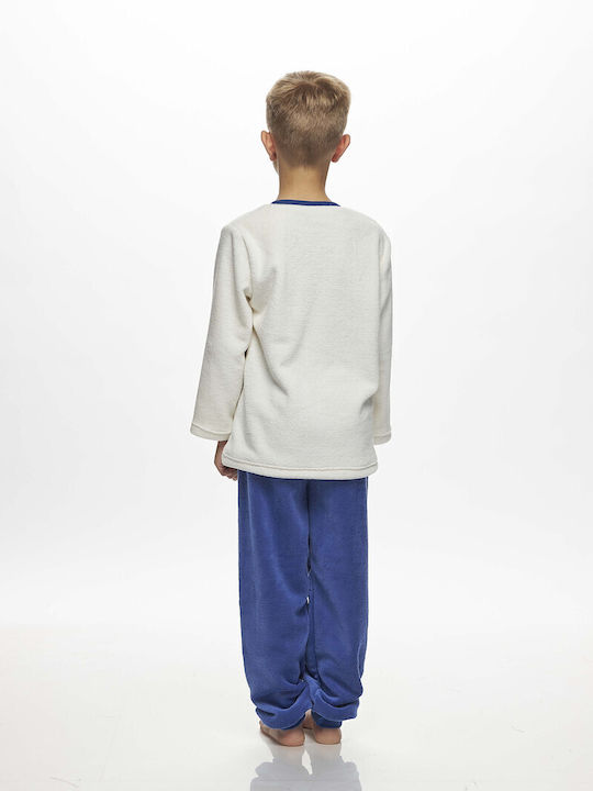 Galaxy Παιδική Πιτζάμα Χειμωνιάτικη Fleece Λευκή/μπλε Galaxy Παιδική Πιτζάμα Χειμωνιάτικη Fleece Λευκή/μπλε