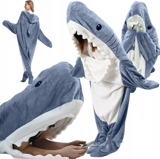 Velvet Blanket with Sleeves 186x139cm Gray