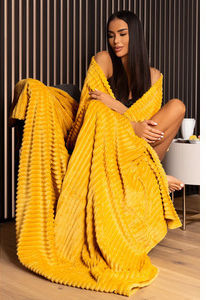 Cotton Market Κουβέρτα Fleece Υπέρδιπλη 220x240εκ. Mustard