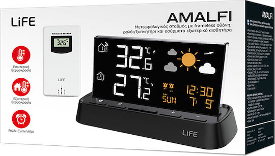 Life Amalfi Ασύρματος Μετεωρολογικός Σταθμός Ψηφιακός Επιτραπέζιος Μαύρος