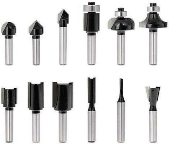 Krausmann Set Router Bits 6.35mm AC13510 Cutter Set for Wood 6.35mm 12pcs