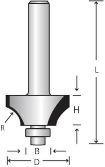 Benman Rounding Router Bit with Bearing Cutter Bit Rounding in Wood 18.7mm x 8mm with Guide and Bearing