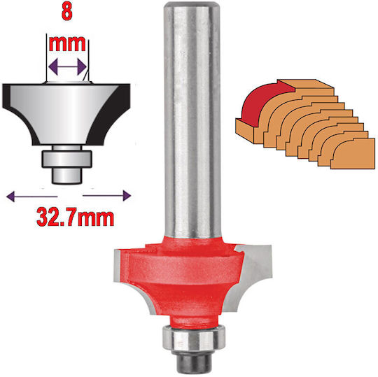 Benman Φρέζα Στρογγυλέματος σε Ξύλο 32.7mm x 8mm με Οδηγό και Ρουλεμάν