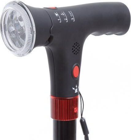 Moretti Rp165 Aluminum Walking Stick Light Alarm Black