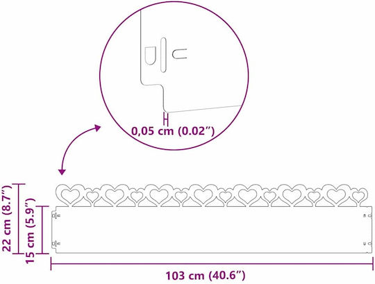 vidaXL Metal Garden Border in White Color 1.03m x 22cm