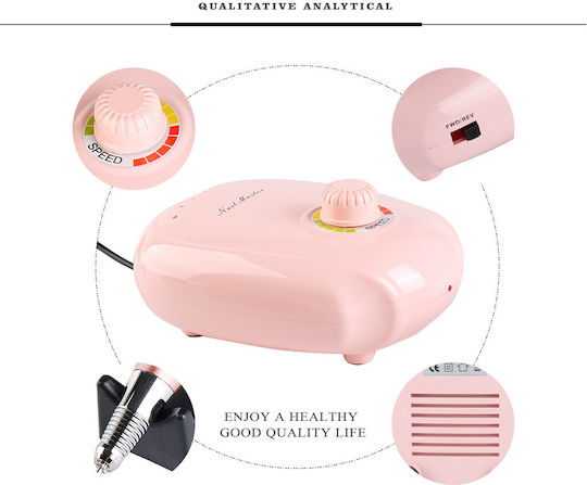 Nagelfräser Strom 20W Rosa mit Pedal mit 35000 Umdrehungen pro Minute