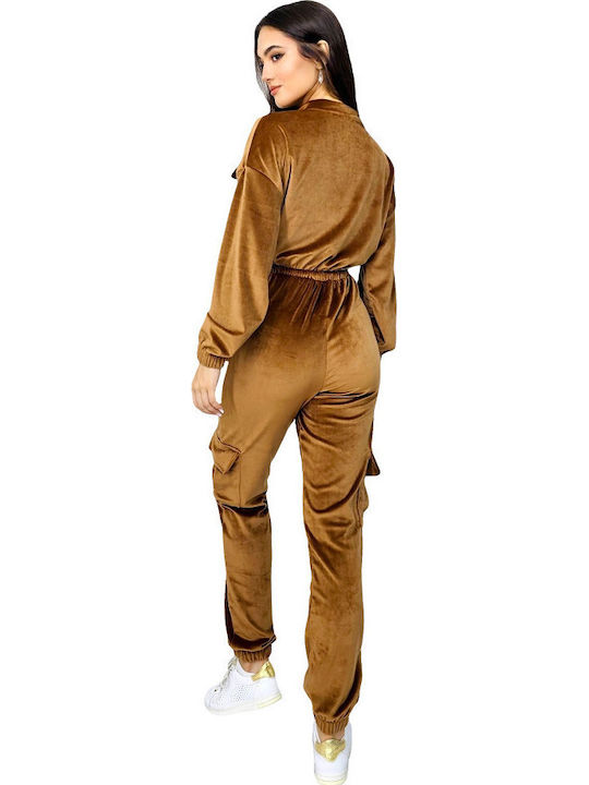 Damen Einteiler Anzug Brown